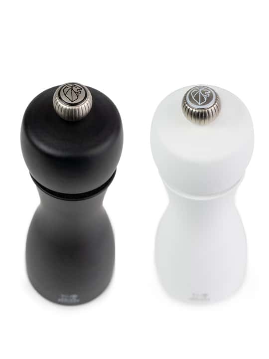 Peugeot Tahiti Set of Pepper and Salt Mill in Wood Matte Black and White 20 cm - 8in