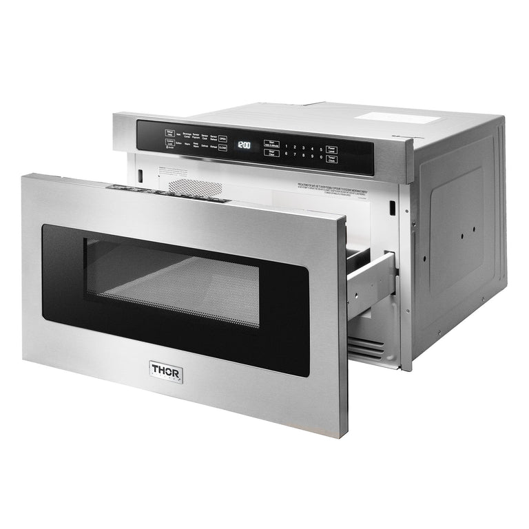 Thor Kitchen Package - 48" Gas Range, Range Hood, Refrigerator with Water and Ice Dispenser, Dishwasher, Microwave, Wine Cooler, AP-HRG4808U-14
