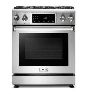 THOR Kitchen Package - 30" Gas Range, Range Hood, Microwave, Refrigerator with Water and Ice Dispenser, Dishwasher, Wine Cooler, AP-TRG3001-14