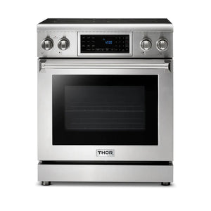 THOR Kitchen Package - 30" Electric Range, Range Hood, Refrigerator, Dishwasher, Wine Cooler, AP-TRE3001-W-3