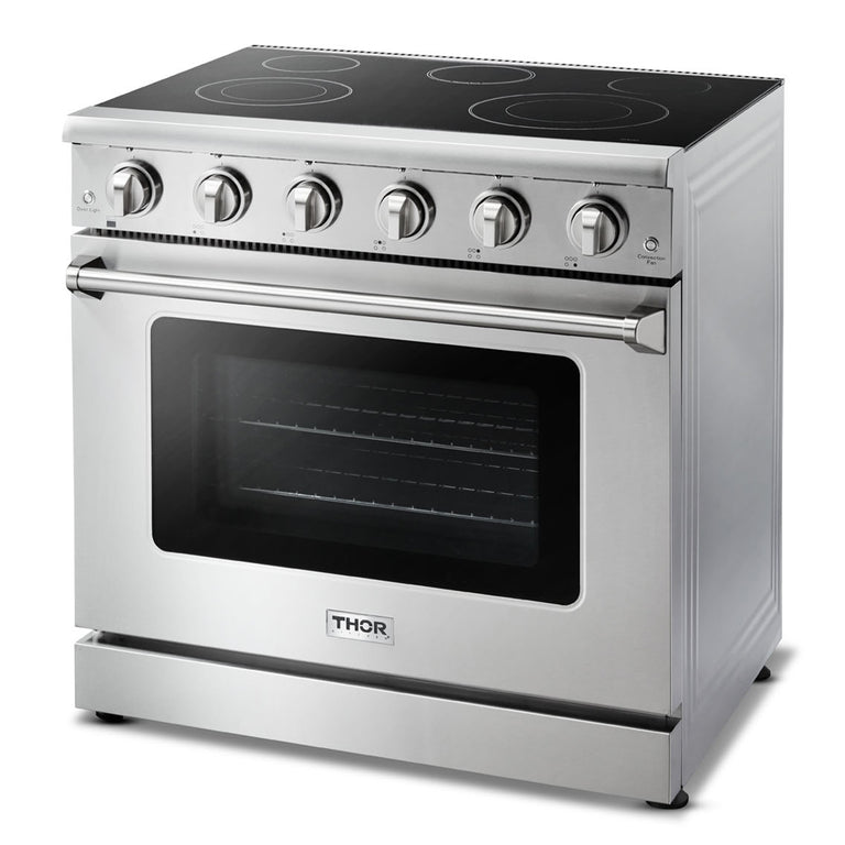 Thor Kitchen 36 in. Glass Top 5 Elements Convection Electric Range, HRE3601