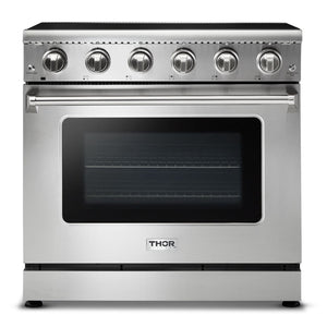 THOR Kitchen Package - 36" Electric Range, Refrigerator with Water and Ice Dispenser, Dishwasher, AP-HRE3601-9