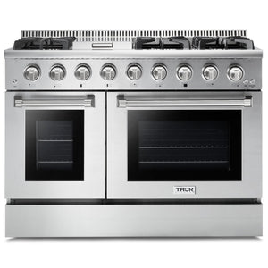 THOR Kitchen Package - 48" Gas Range, Range Hood, Microwave - Stainless Steel Knobs, AP-HRG4808U-5