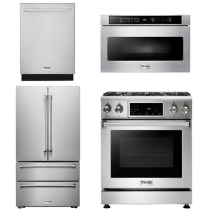 THOR Kitchen Package - 30" Gas Range, Microwave, Refrigerator, Dishwasher, AP-TRG3001-6