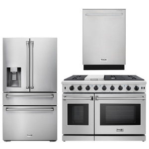 THOR Kitchen Package - 48" Propane Gas Range, Dishwasher, Refrigerator with Water and Ice Dispenser, AP-LRG4807ULP-9