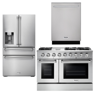 THOR Kitchen Package - 48" Gas Range, Refrigerator with Water and Ice Dispenser, Dishwasher, AP-HRG4808U-9