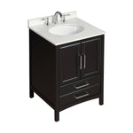 24 in. W x 22 in. D x 35 in. H Bath Vanity in Espresso with Vanity Top in White Cultured Marble with White Basin