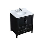 30 in. W x 22 in. D x 35 in. H Bath Vanity in Espresso with Vanity Top in White Cultured Marble with White Basin