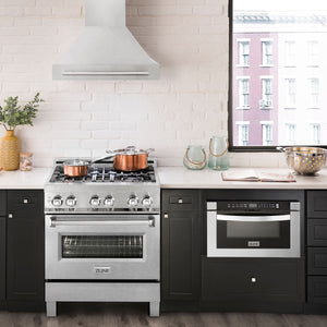 ZLINE 30" Satin Stainless Steel Wall Mount Range Hood with Stainless Steel Handle, 8654SNX-30