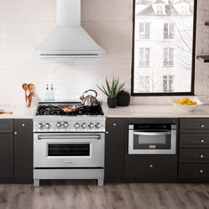 ZLINE 36" Satin Stainless Steel Wall Mount Range Hood with Stainless Steel Handle, 8654SNX-36