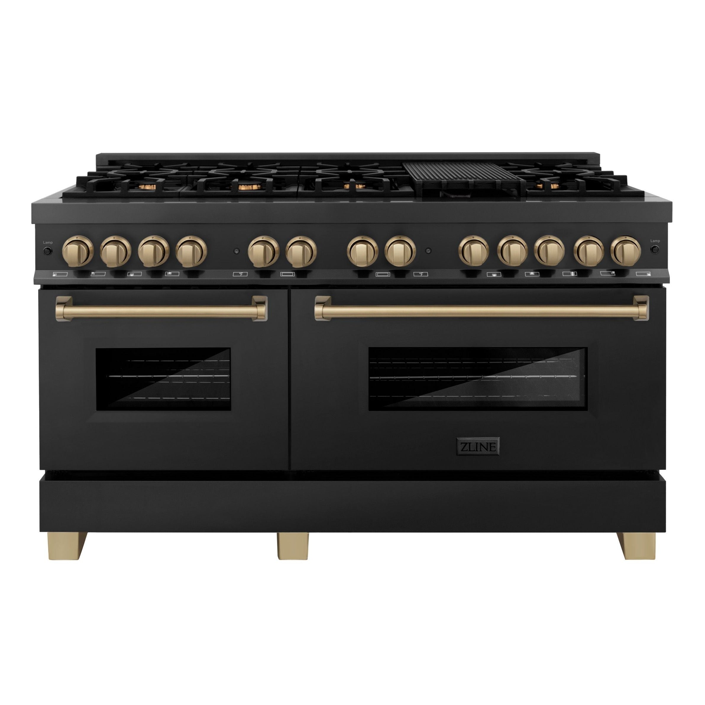 ZLINE Autograph Edition 60 7.4 Cu. ft. Dual Fuel Range with GAS Stove and Electric Oven in Stainless Steel with Accents (RAZ-60) Black Matte
