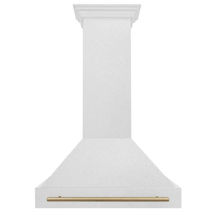 ZLINE Autograph 36" Satin Stainless Steel Wall Mount Range Hood with Champagne Bronze Handle, 8654SNZ-36-CB