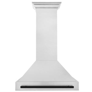 ZLINE Autograph 36" Satin Stainless Steel Wall Mount Range Hood with Matte Black Handle, 8654SNZ-36-MB
