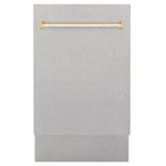 ZLINE Autograph Series 18 In. Dishwasher in DuraSnow® Stainless Steel with Gold Handle, DWVZ-SN-18-G - from Premium Home Source