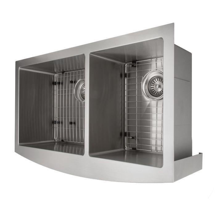 ZLINE Farmhouse Series 36 Inch Undermount Double Bowl Apron Sink in Stainless Steel, SA60D-36-4