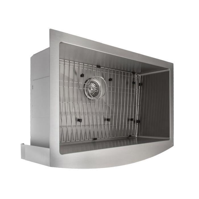 ZLINE Farmhouse Series 33 Inch Undermount Single Bowl Apron Sink in Stainless Steel, SAS-33-4