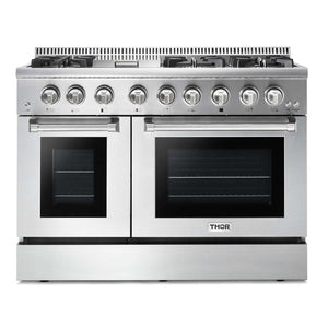 THOR Kitchen Package - 48" Propane Gas Burner, Electric Oven Range, Range Hood, Refrigerator, Microwave, Wine Cooler, AP-HRD4803ULP-14