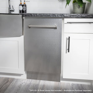 ZLINE 18" Tallac Series 3rd Rack Top Control Dishwasher with Satin Stainless Steel Panel and Stainless Steel Tub, 51dBa, DWV-SN-18