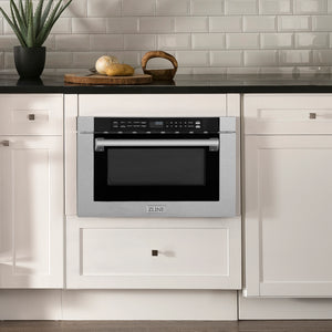 ZLINE 24" 1.2 cu. ft. Built-in Microwave Drawer with a Traditional Handle in Satin Stainless Steel, MWD-1-SS-H