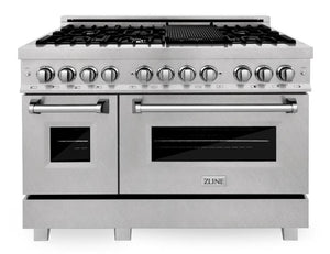 ZLINE 48 in. Kitchen Appliance Package with Satin Stainless Dual Fuel Range, Ducted Vent Range Hood and Tall Tub Dishwasher, 3KP-RASRH48-DWV