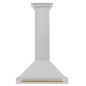 ZLINE Autograph 30" Convertible Satin Stainless Steel Wall Mount Range Hood with Champagne Bronze Handle, KB4SNZ-30-CB
