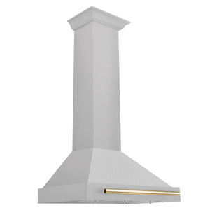 ZLINE Autograph 30" Convertible Satin Stainless Steel Wall Mount Range Hood with Polished Gold Handle, KB4SNZ-30-G