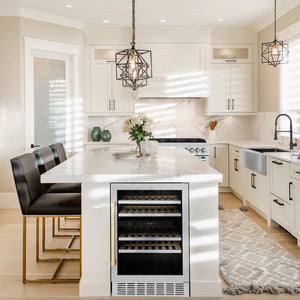 ZLINE Autograph 24" Monument Dual Zone 44-Bottle Wine Cooler in Stainless Steel with Gold Accents, RWVZ-UD-24-G