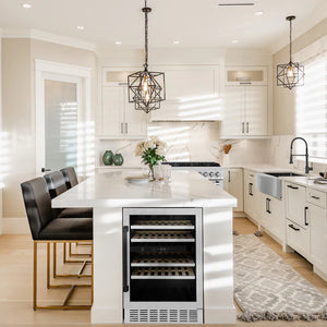 ZLINE Autograph 24" Monument Dual Zone 44-Bottle Wine Cooler in Stainless Steel with Matte Black Accents, RWVZ-UD-24-MB