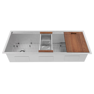 ZLINE 43" Garmisch Undermount Single Bowl Satin Stainless Steel Kitchen Sink with Bottom Grid and Accessories, SLS-43S
