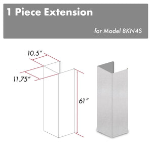 ZLINE 61" Satin Stainless Steel Chimney Extension for Ceilings up to 12.5 ft., 8KN4S-E