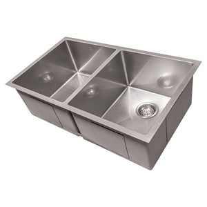 ZLINE 33" Anton Undermount Double Bowl Satin Stainless Steel Kitchen Sink with Bottom Grid, SR50D-33S