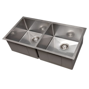 ZLINE 36" Anton Undermount Double Bowl Satin Stainless Steel Kitchen Sink with Bottom Grid, SR50D-36S