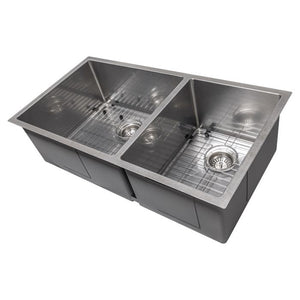 ZLINE 36" Chamonix Undermount Double Bowl Satin Stainless Steel Kitchen Sink with Bottom Grid, SR60D-36S