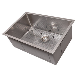 ZLINE 27" Meribel Undermount Single Bowl Satin Stainless Steel Kitchen Sink with Bottom Grid, SRS-27S