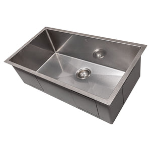 ZLINE 33" Meribel Undermount Single Bowl Satin Stainless Steel Kitchen Sink with Bottom Grid, SRS-33S