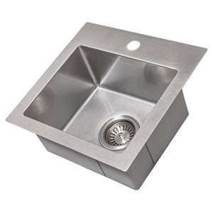 ZLINE 15" Donner Topmount Single Bowl Satin Stainless Steel Bar Kitchen Sink, STS-15S