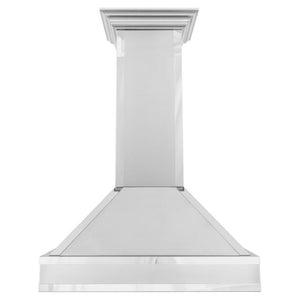 ZLINE 36" Designer Series Ducted Wall Mount Range Hood in Satin Stainless Steel with Mirror Accents, 655MR-36