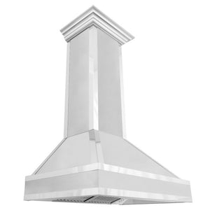 ZLINE 36" Designer Series Ducted Wall Mount Range Hood in Satin Stainless Steel with Mirror Accents, 655MR-36