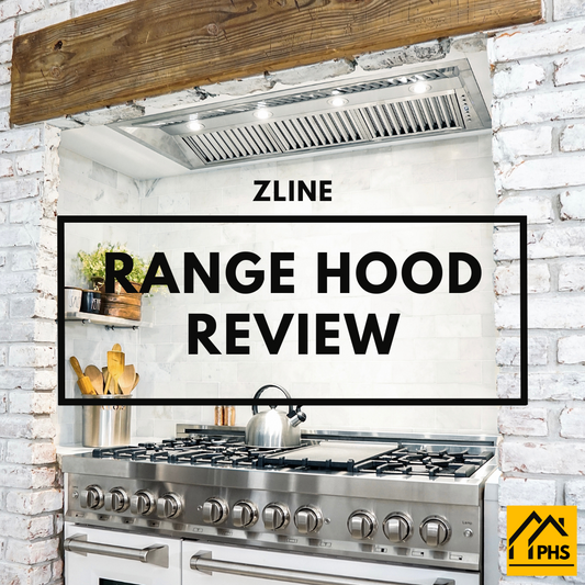 Range Hood and Range along brick wall