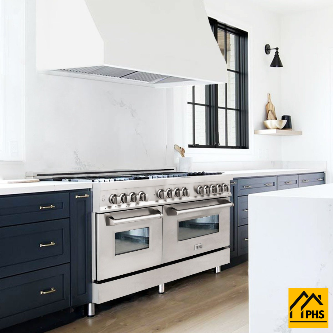 ZLINE 48 Inch Range with Blue cabinets