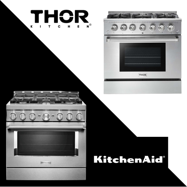 thor 36 inch range and a kitchenaid 36 inch range