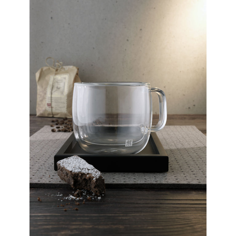 ZWILLING 2pc Cappuccino Glass Mug Set, Sorrento Plus Double Wall Glassware Series