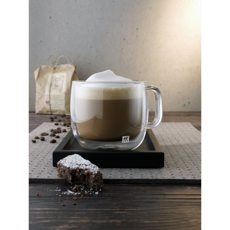 ZWILLING 2pc Cappuccino Glass Mug Set, Sorrento Plus Double Wall Glassware Series
