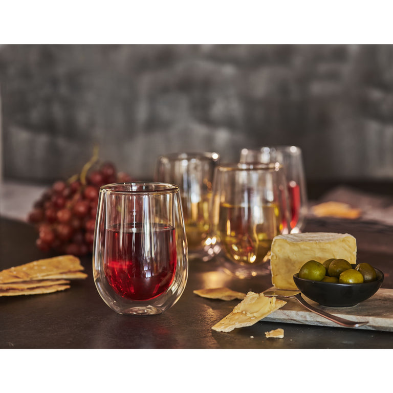 ZWILLING 2pc Stemless White Wine Glass Set, Sorrento Double Wall Glassware Series