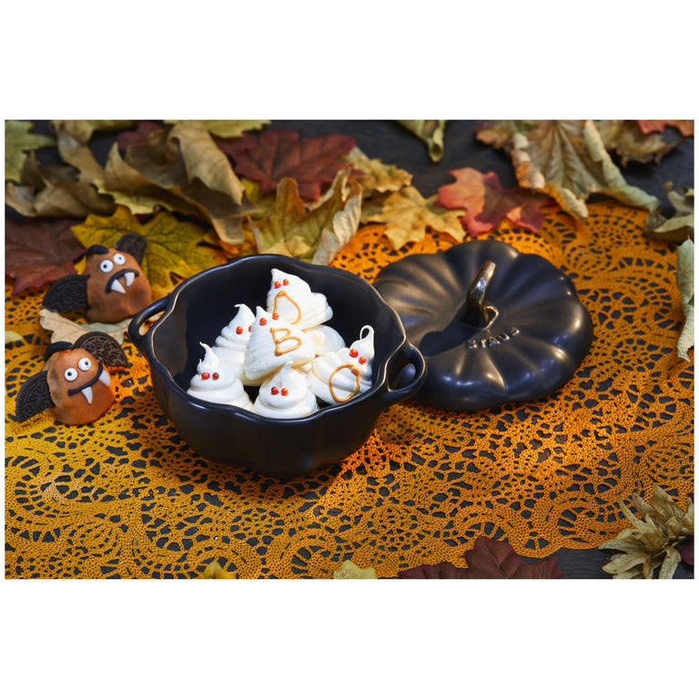 Staub 16oz Petite Pumpkin Dish in Matte Black, Cocotte Ceramic Series