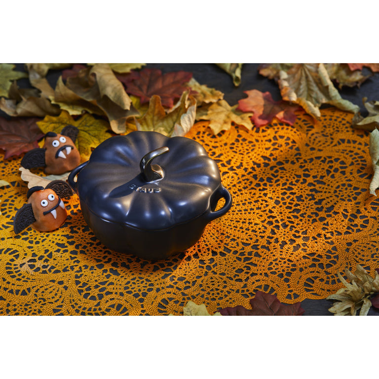 Staub 16oz Petite Pumpkin Dish in Matte Black, Cocotte Ceramic Series