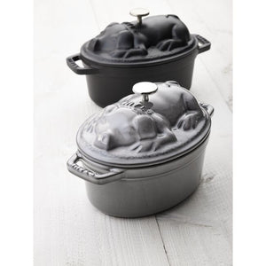 Staub Cast Iron 1-qt Pig Dutch Oven - Graphite Grey
