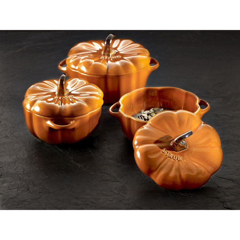 Staub 16oz Petite Pumpkin Dish in Burnt Orange, Cocotte Ceramic Series