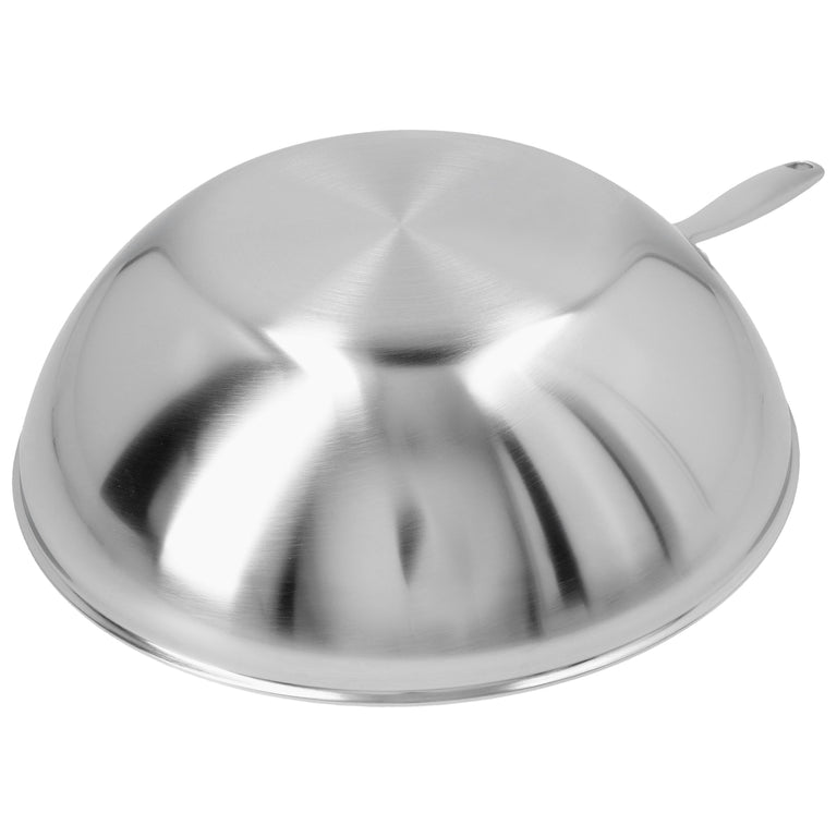 Demeyere 5 Qt. Stainless Steel Flat Bottom Wok, Industry Series