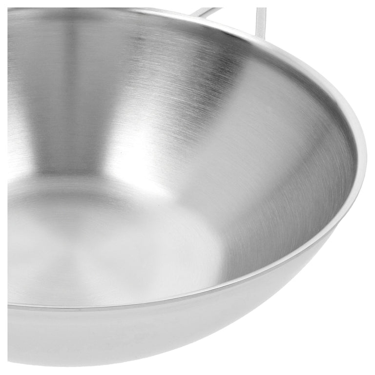 Demeyere 5 Qt. Stainless Steel Flat Bottom Wok, Industry Series